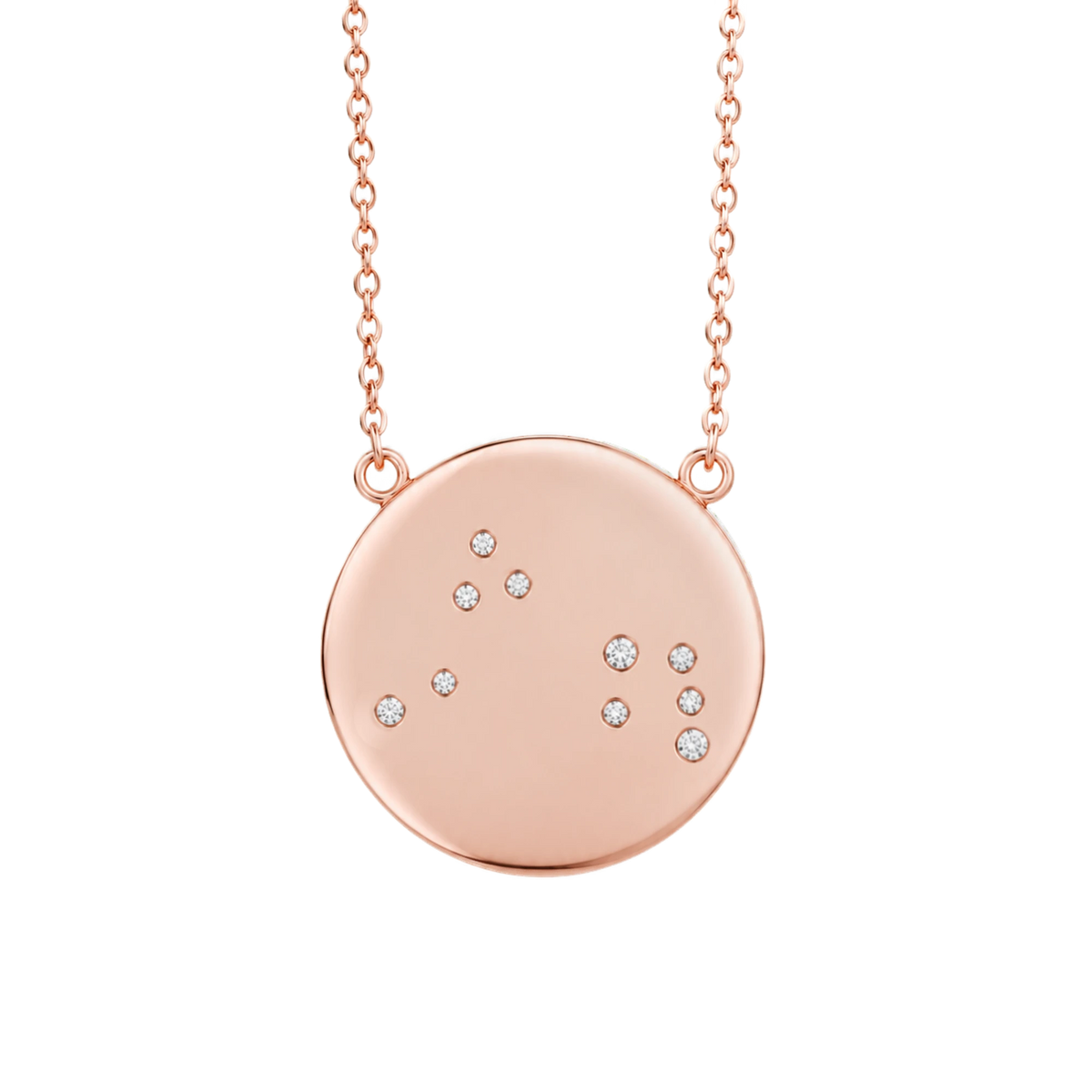 Aries Constellation Necklace in Rose Gold, polished finish