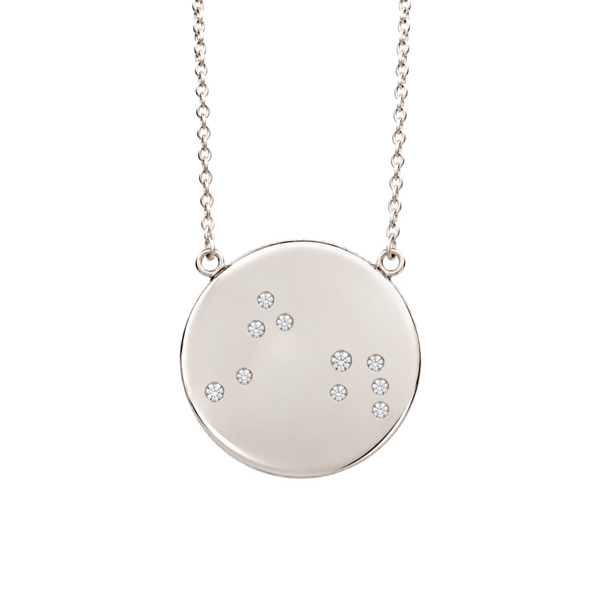 Aries Constellation Necklace in White Gold, polished finish