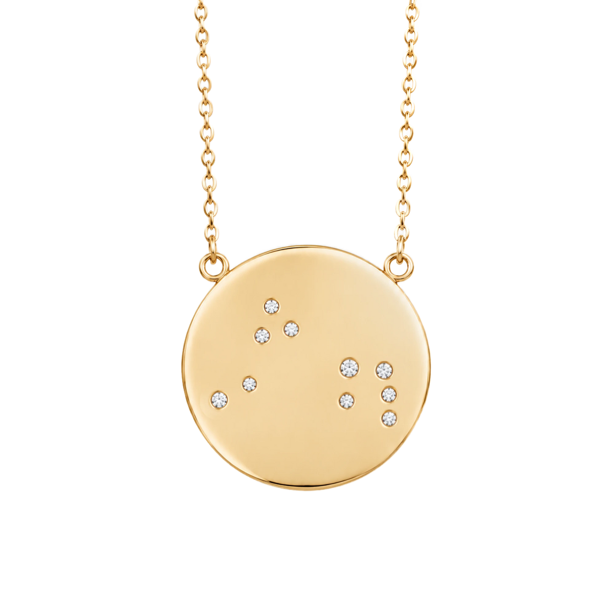 Aries Constellation Necklace in Yellow Gold, polished finish