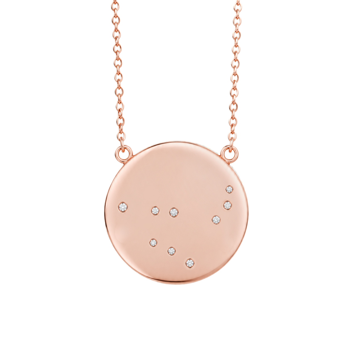 Capricorn Constellation Necklace in Rose Gold, polished finish