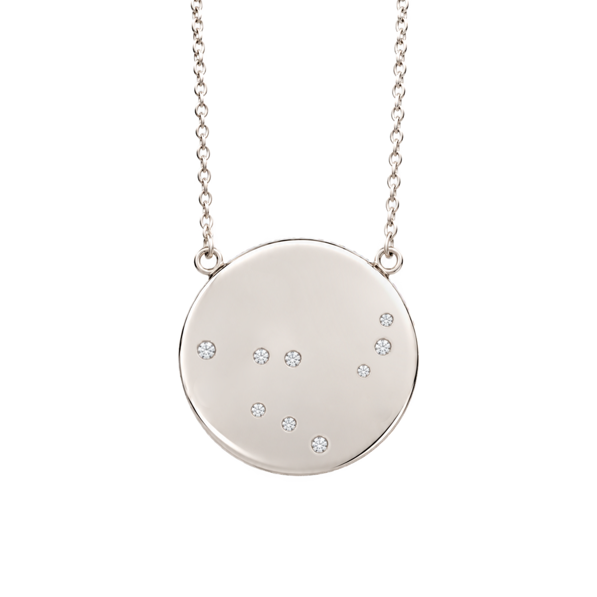 Capricorn Constellation Necklace in White Gold, polished finish