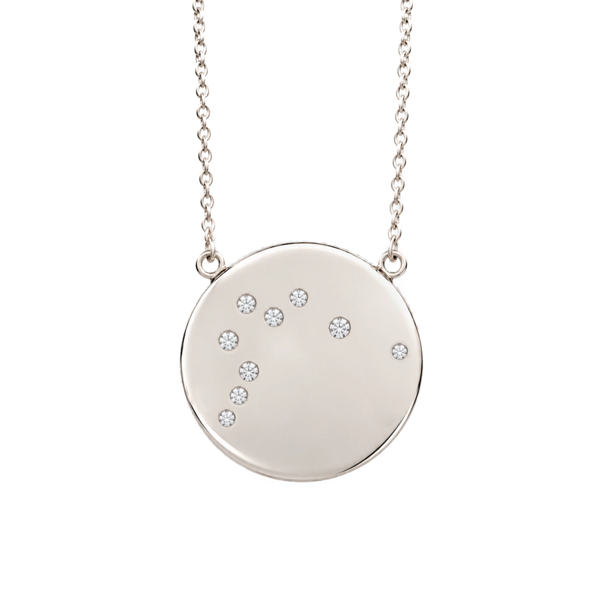 Aquarius Constellation Necklace in White Gold, polished finish