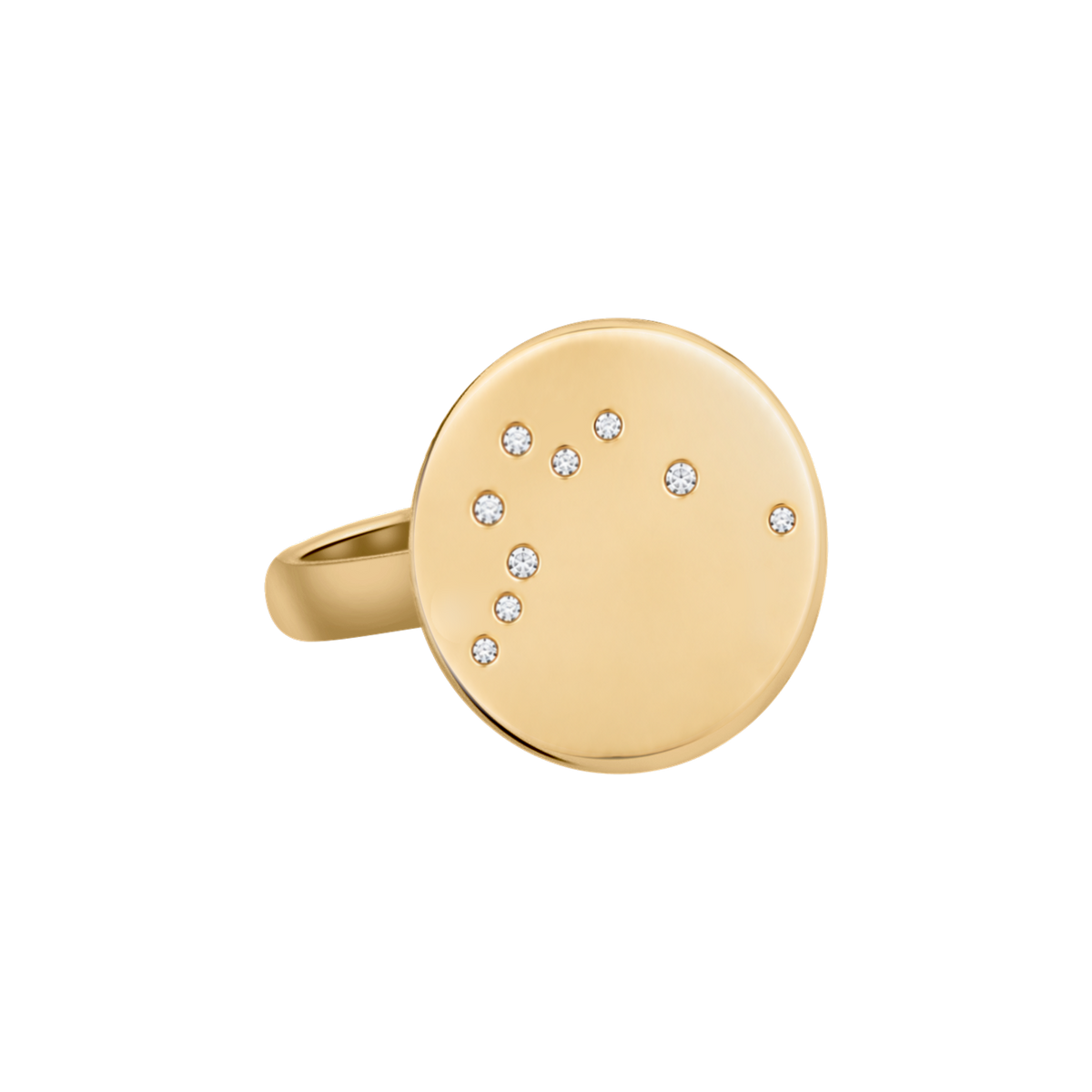 Aquarius Constellation Ring in Yellow Gold, polished finish
