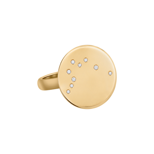Aquarius Constellation Ring in Yellow Gold, polished finish