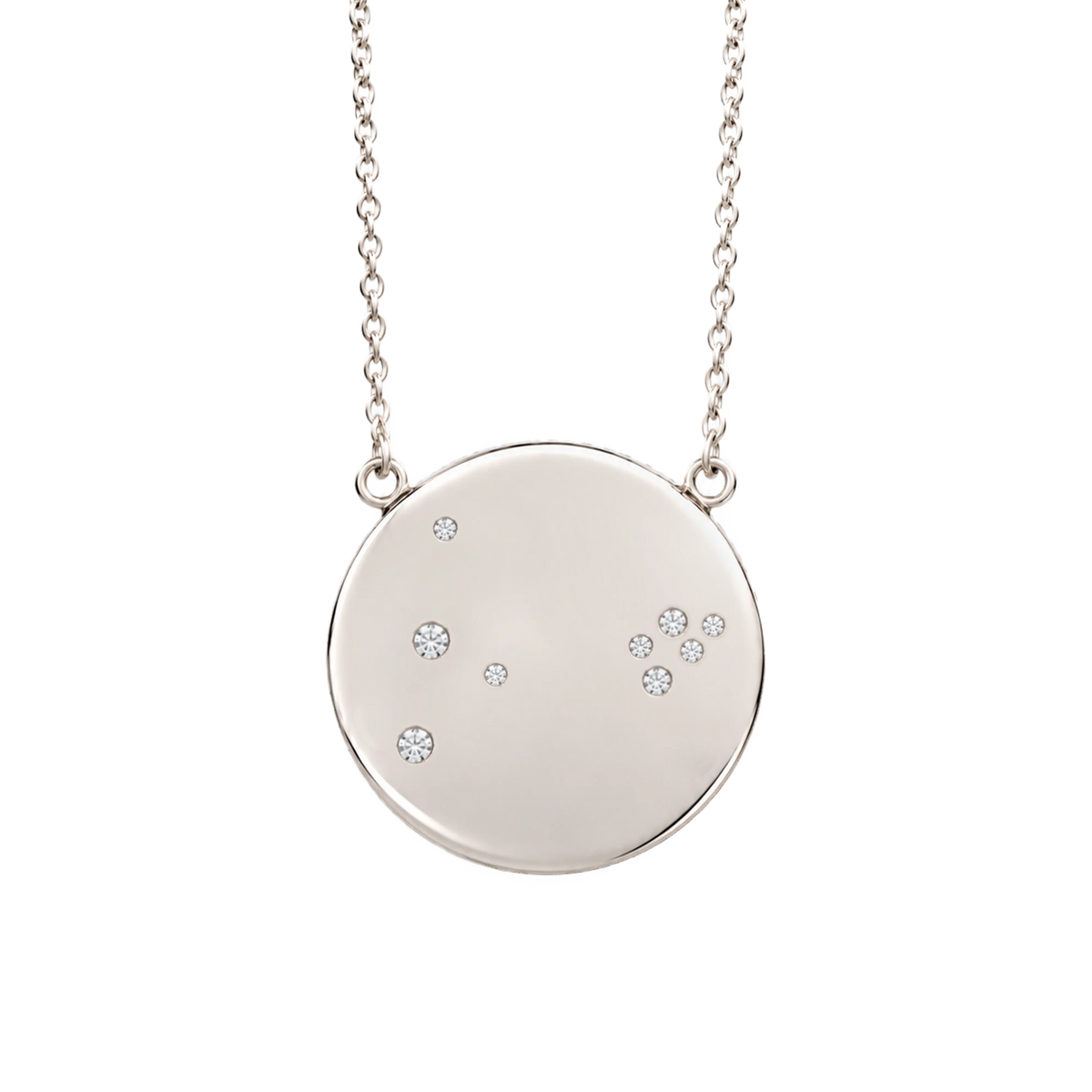 Pisces Constellation Necklace in White Gold, polished finish