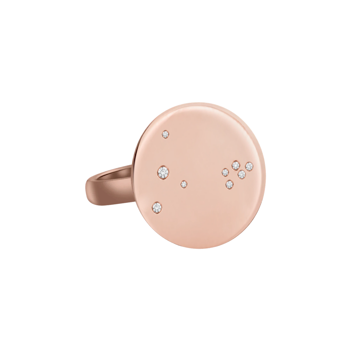 Pisces Constellation Ring in Rose Gold, polished finish