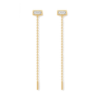 Baguette Diamond Ear Threader in Yellow Gold