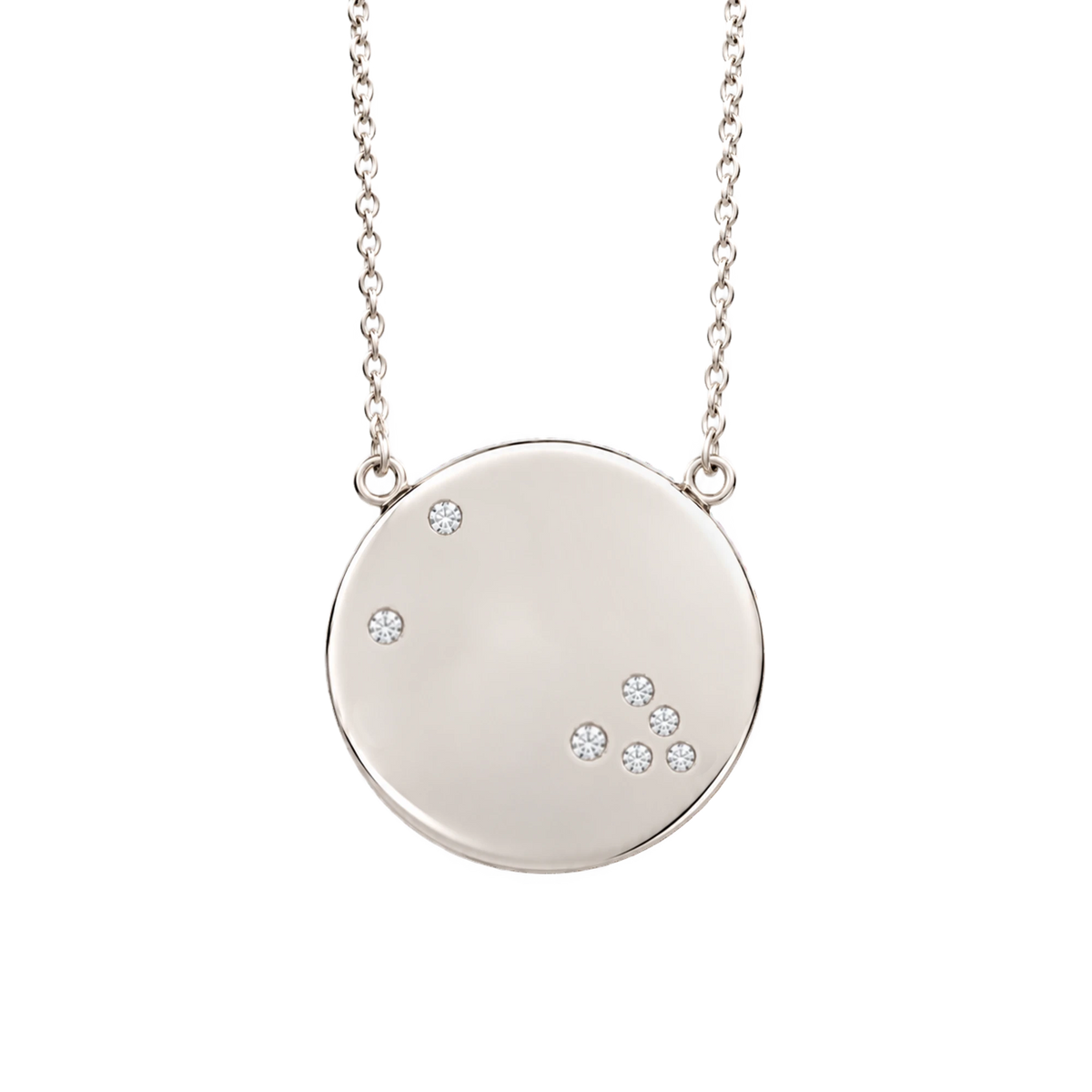 Taurus Constellation Necklace in White Gold, polished finish