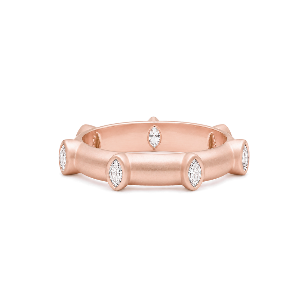 Marquis Diamond Japa Prayer Ring in Rose Gold