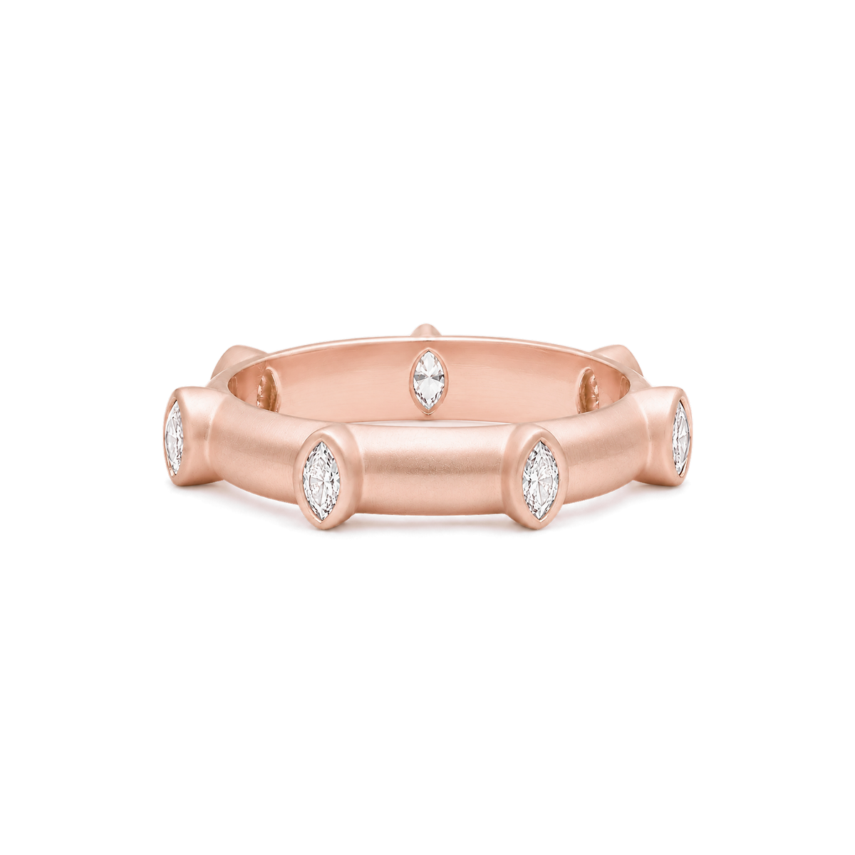 Marquis Diamond Japa Prayer Ring in Rose Gold