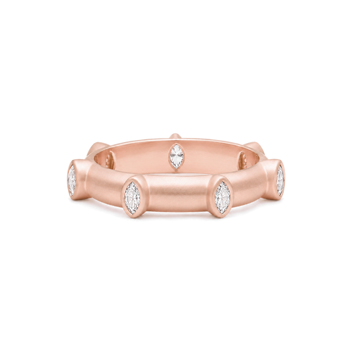 Marquis Diamond Japa Prayer Ring in Rose Gold