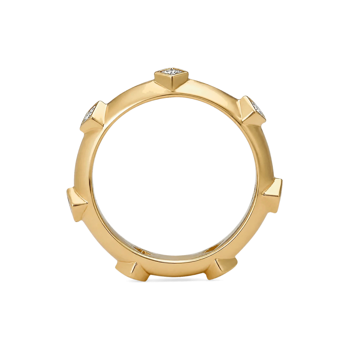 Princess Diamond Japa Prayer Ring in Yellow Gold side view