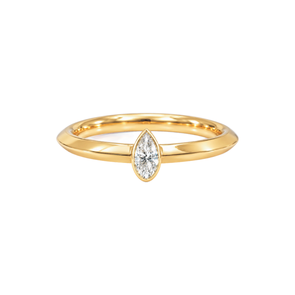 Pear Diamond Ring in Yellow Gold