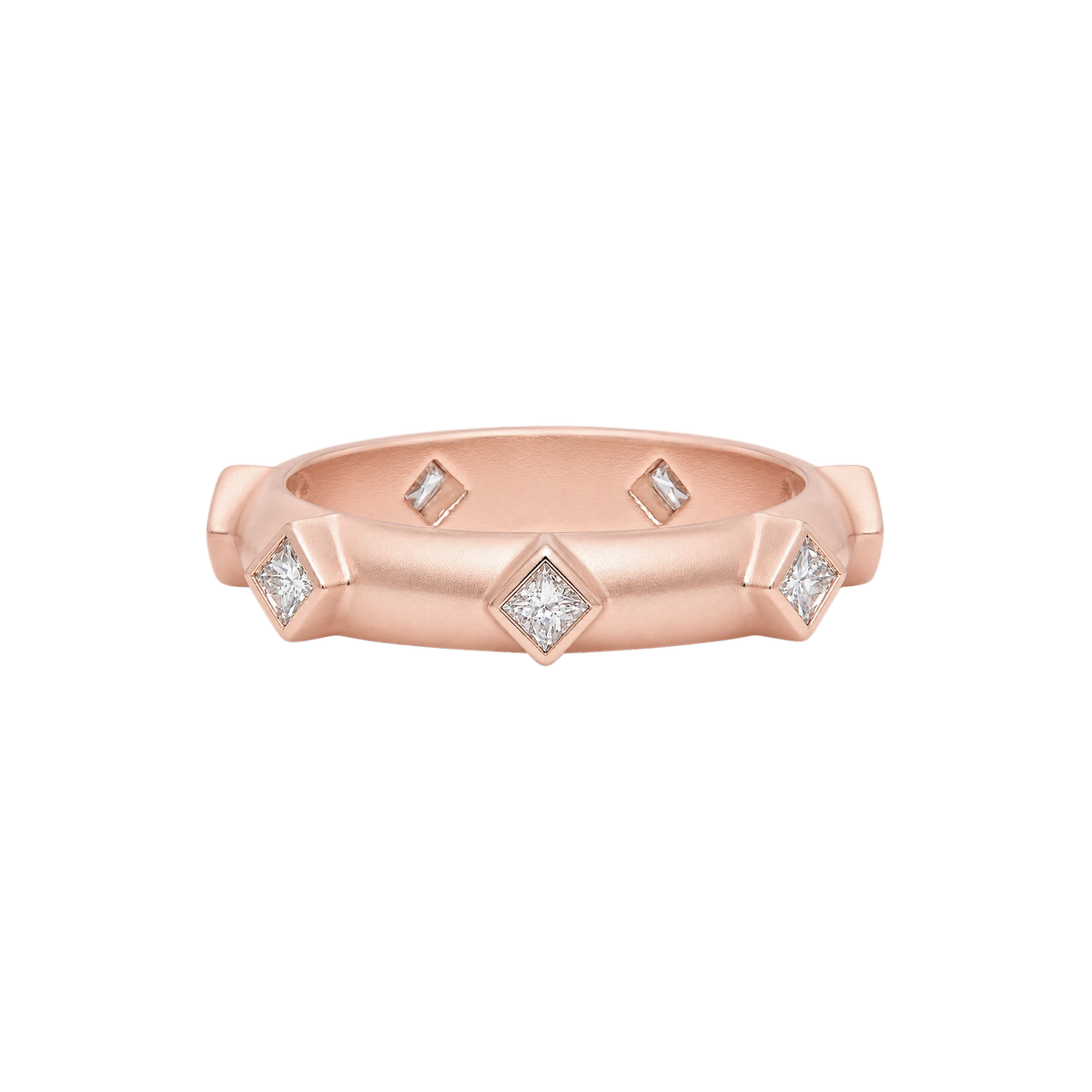 Princess Diamond Japa Prayer Ring in Rose Gold