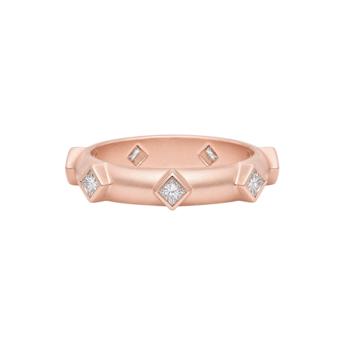 Princess Diamond Japa Prayer Ring in Rose Gold