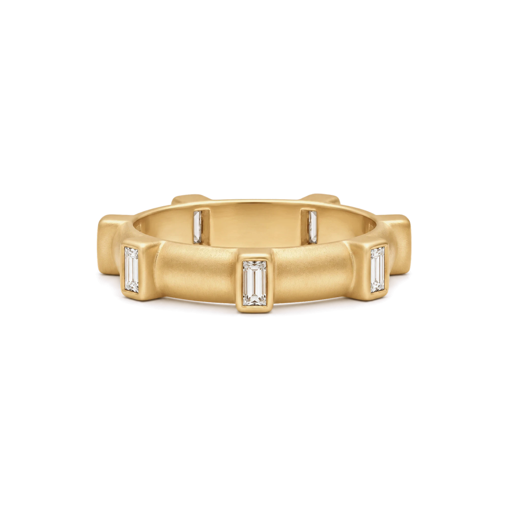 Baguette Diamond Japa Prayer Ring