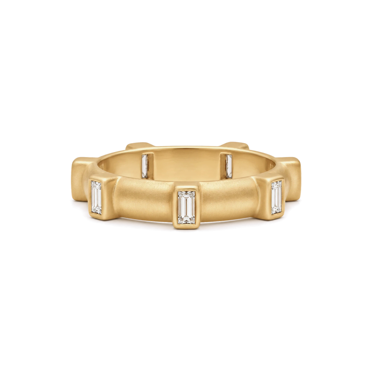 Baguette Diamond Japa Prayer Ring