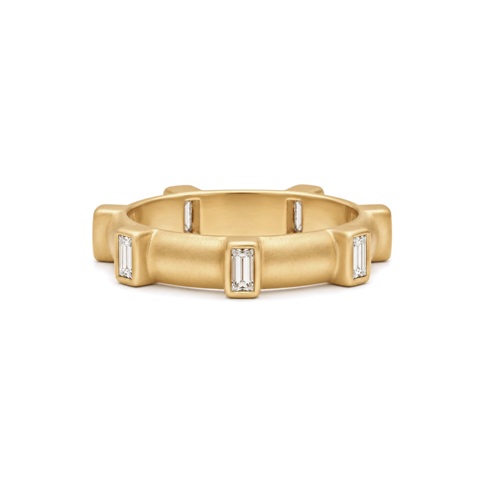 Baguette Diamond Japa Prayer Ring