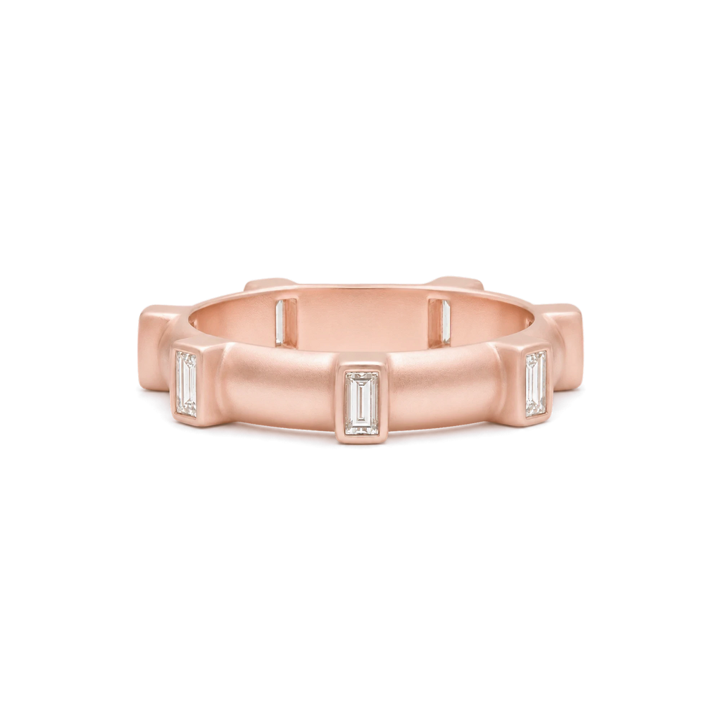 Baguette Diamond Japa Prayer Ring