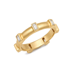 Baguette Diamond Japa Prayer Ring in Yellow Gold angled view