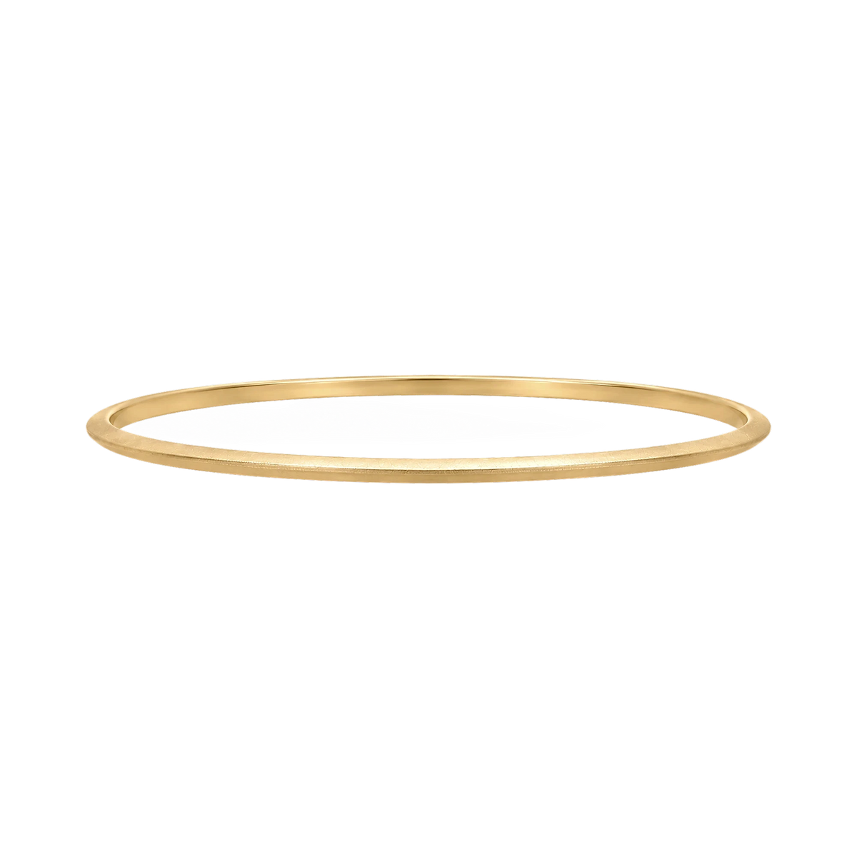 Triangle Solid Gold Bangle in Yellow Gold angled view