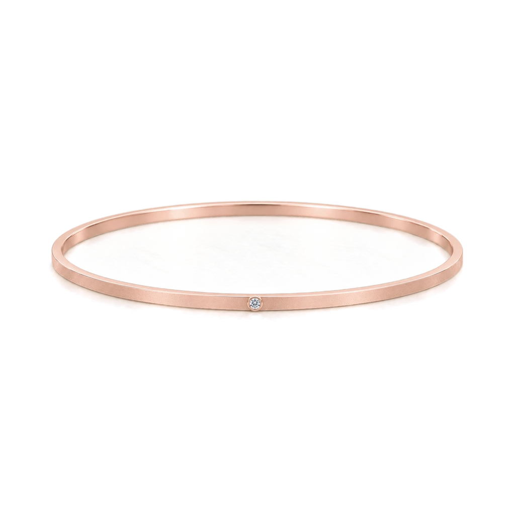 Square Solid Gold Diamond Bangle