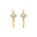 Princess Diamond Ellipse Huggies in Yellow Gold