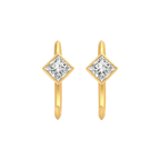 Princess Diamond Ellipse Huggies in Yellow Gold