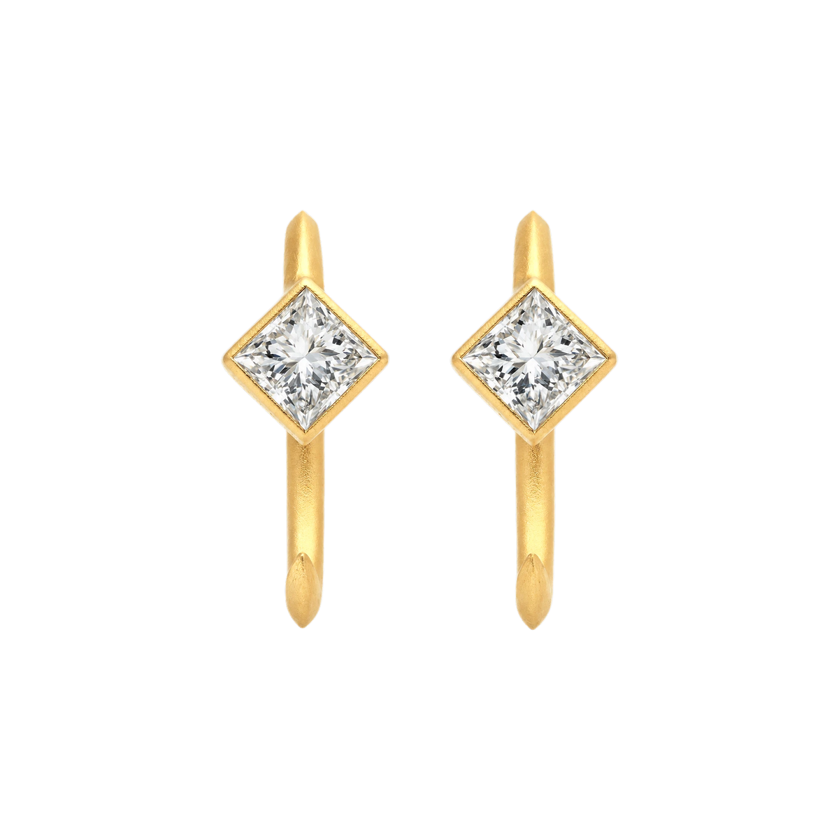 Princess Diamond Ellipse Huggies in Yellow Gold