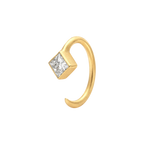 Princess Diamond Ellipse Huggies in Yellow Gold side view