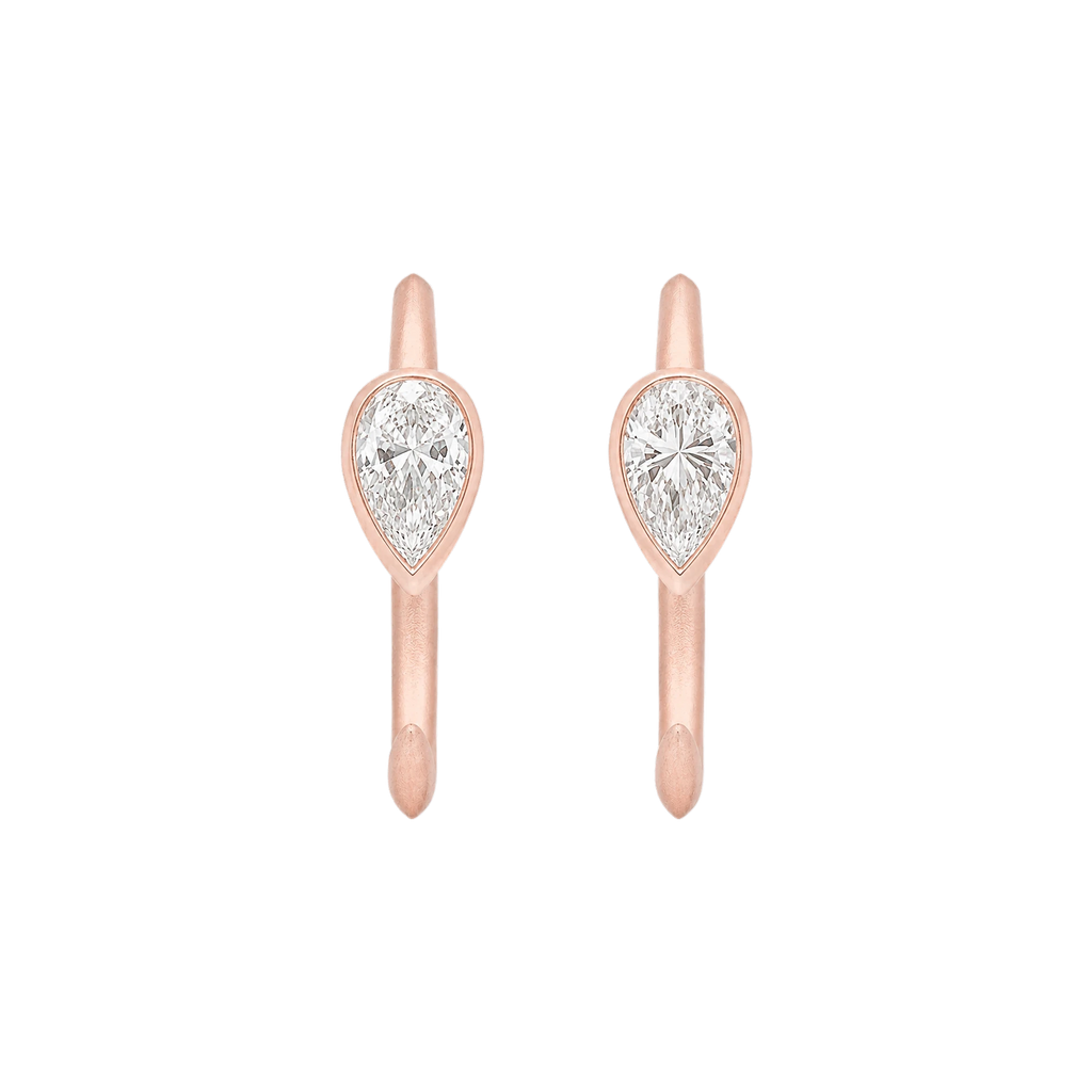 Pear Diamond Ellipse Huggies in Rose Gold