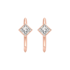 Princess Diamond Ellipse Huggies in Rose Gold