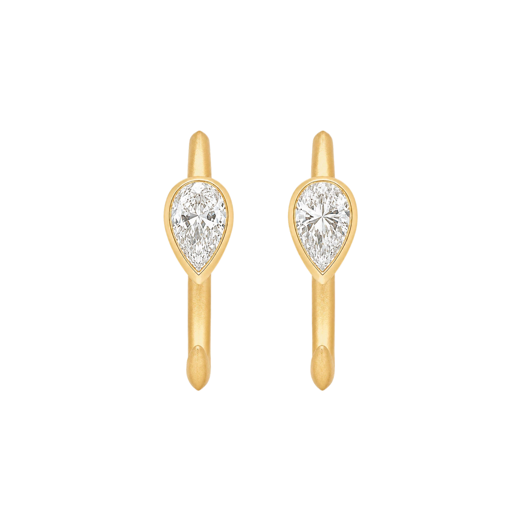 Pear Diamond Ellipse Huggies in Yellow Gold