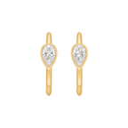 Pear Diamond Ellipse Huggies in Yellow Gold