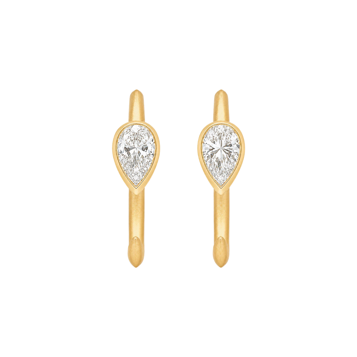 Pear Diamond Ellipse Huggies in Yellow Gold
