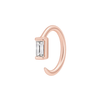 Baguette Diamond Ellipse Huggies in Rose Gold
