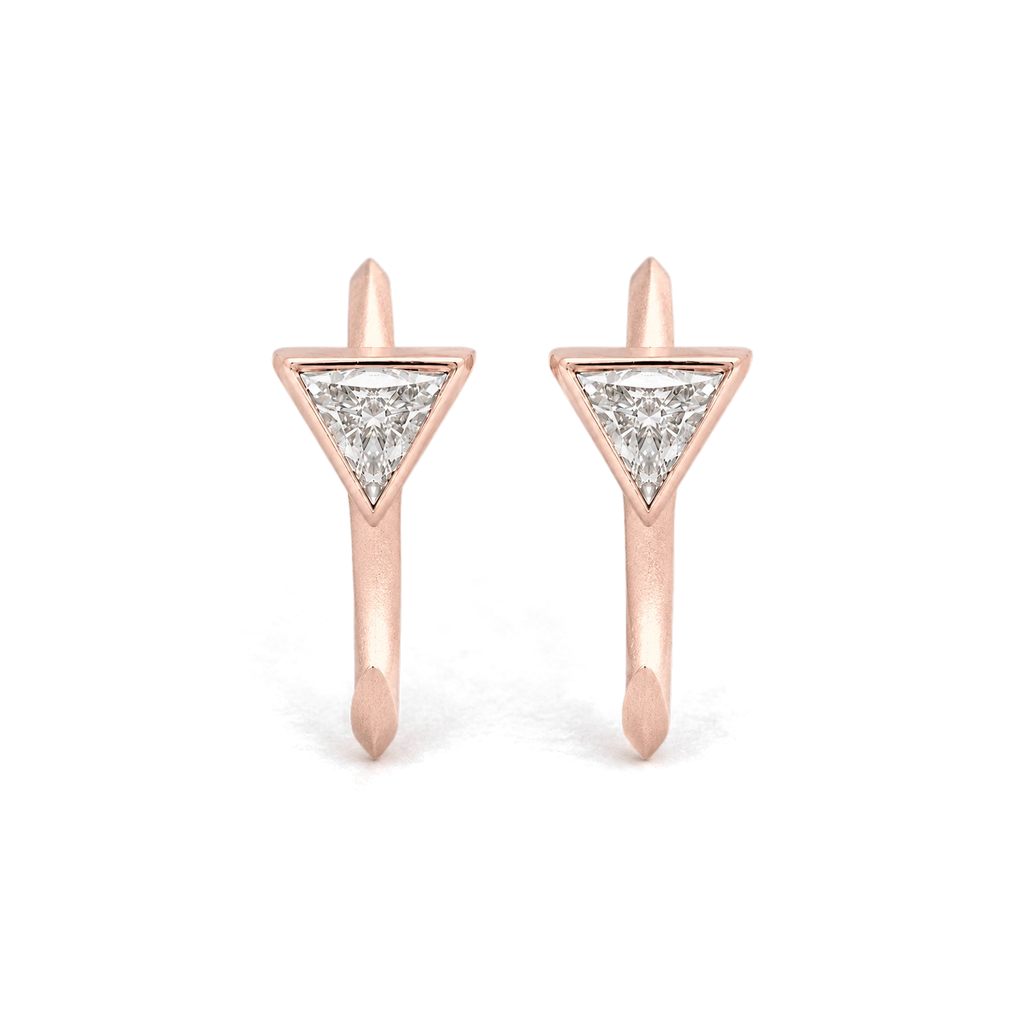 Triangle Diamond Ellipse Huggies in Rose Gold