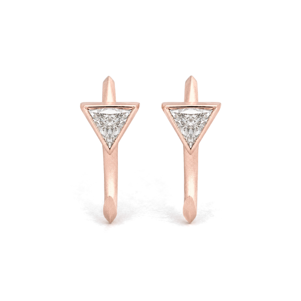 Triangle Diamond Ellipse Huggies in Rose Gold