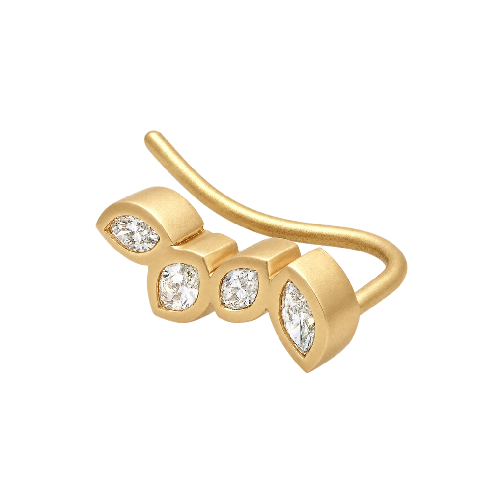 Marquis Diamond Petal Crawler in Yellow Gold side view