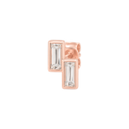 Baguette Diamond Duo Stud in Rose Gold