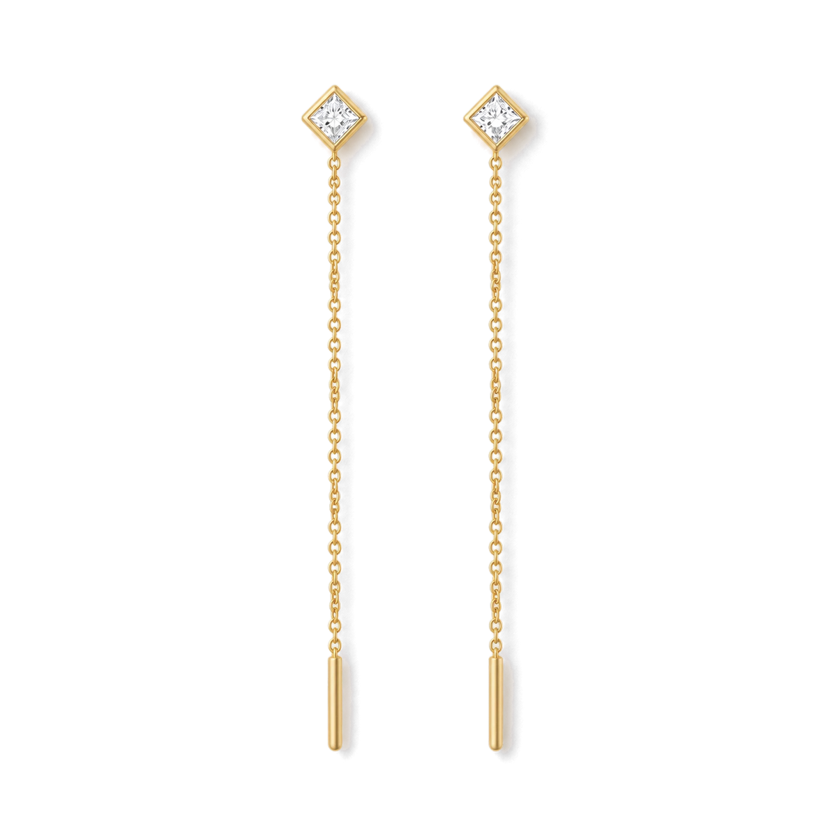 Princess Diamond Ear Threader in Yellow Gold