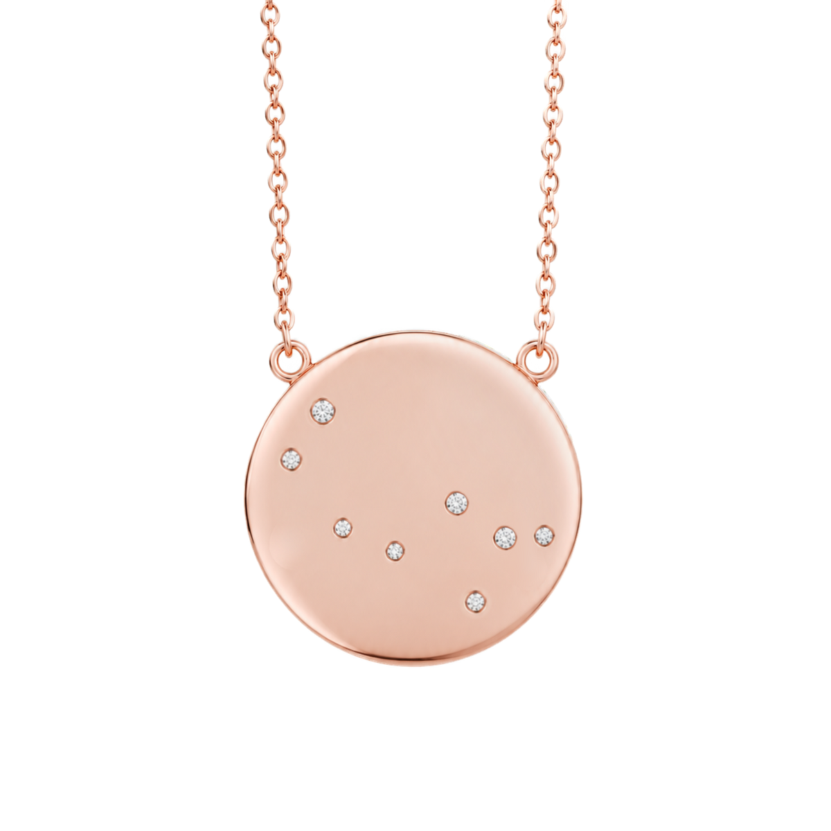Gemini Constellation Necklace in Rose Gold, polished finish
