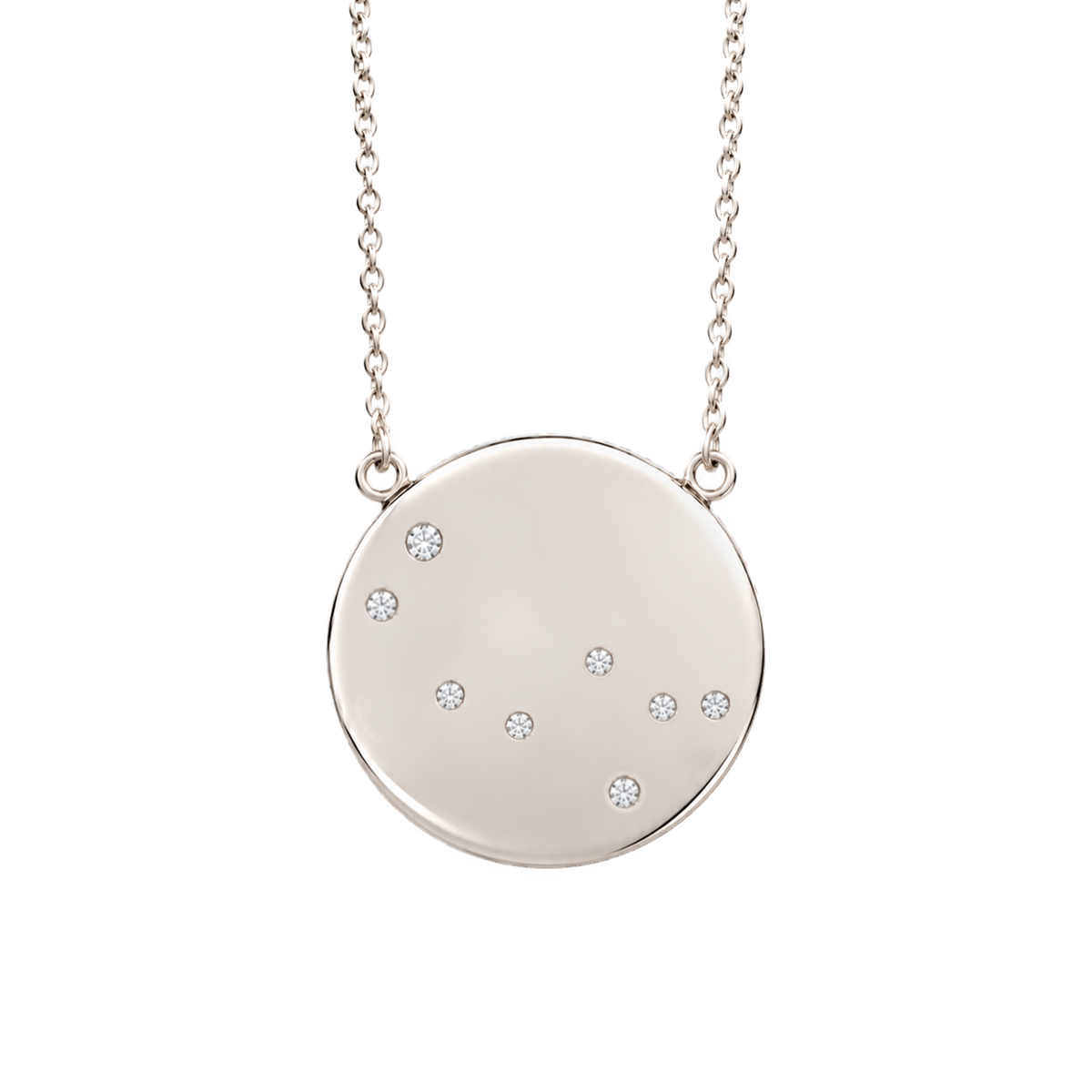 Gemini Constellation Necklace in White Gold, polished finish