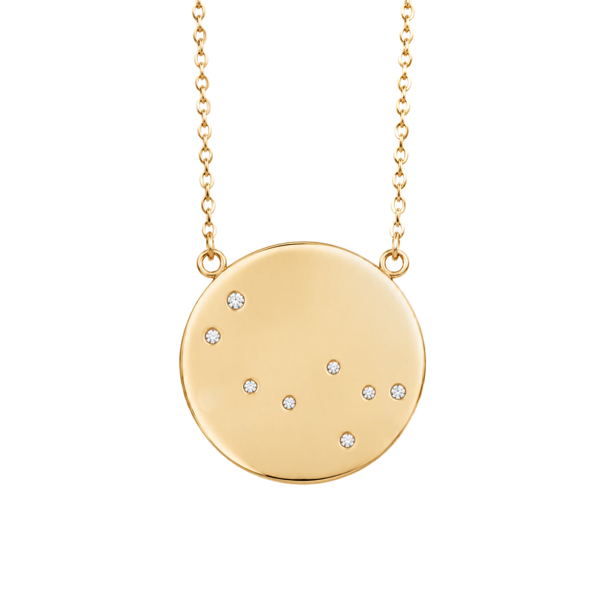 Gemini Constellation Necklace in Yellow Gold, polished finish