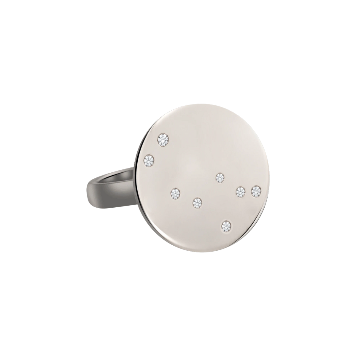 Gemini Constellation Ring in White Gold, polished finish