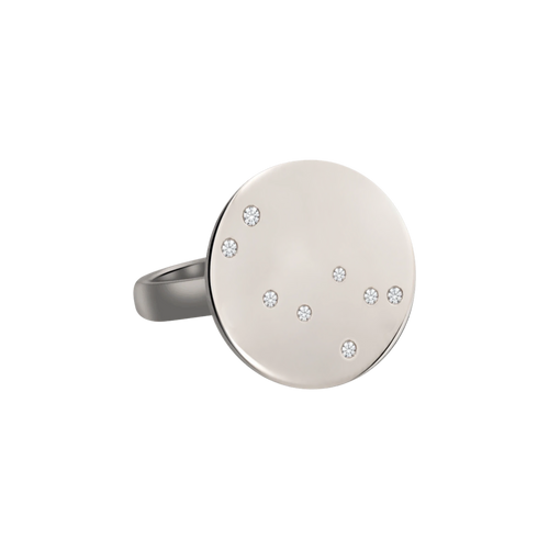 Gemini Constellation Ring in White Gold, polished finish