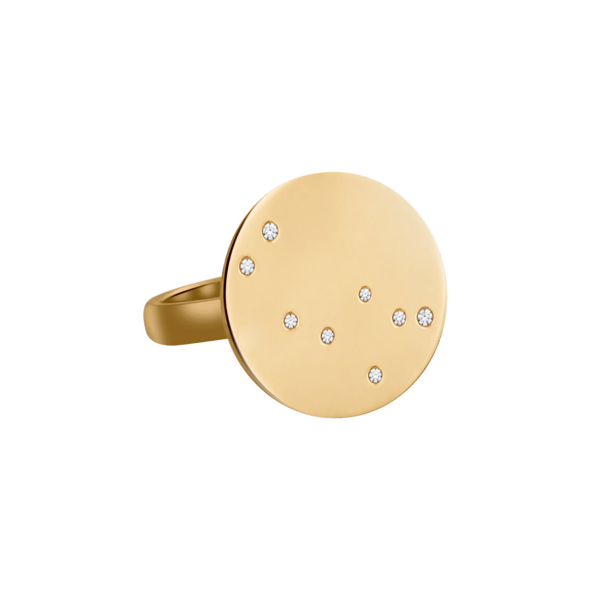 Gemini Constellation Ring in Yellow Gold, polished finish
