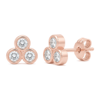 Round Diamond Trinity Stud in Rose Gold
