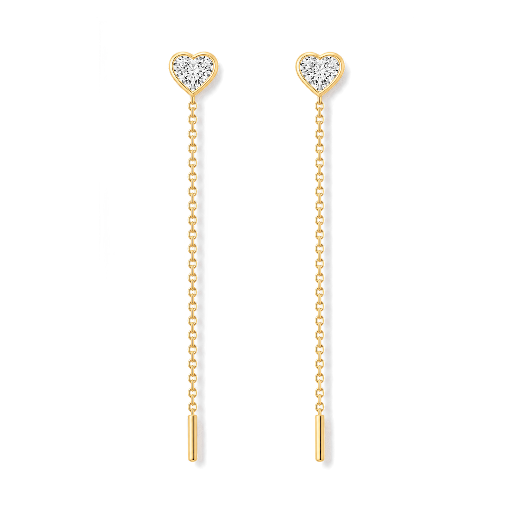 Heart Diamond Ear Threader in Yellow Gold