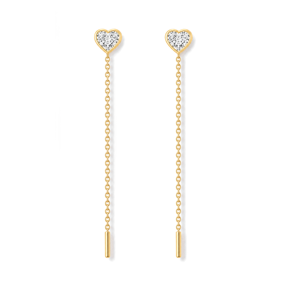 Heart Diamond Ear Threader in Yellow Gold